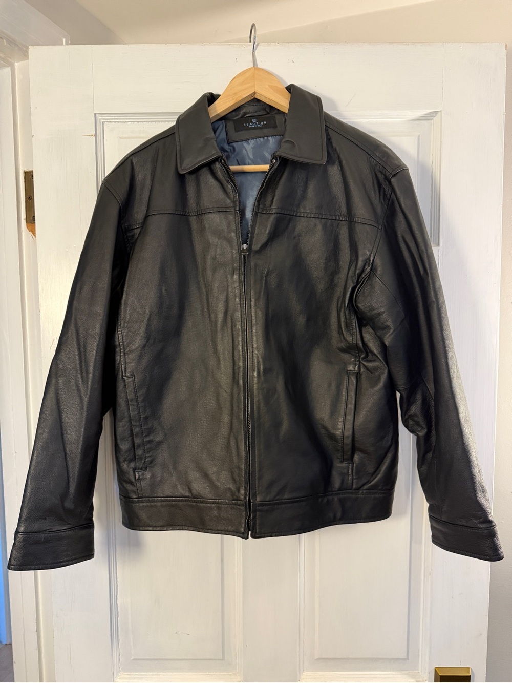 Genuine Leather | Kenneth Cole Reaction Bomber Black Zip-Front Jacket